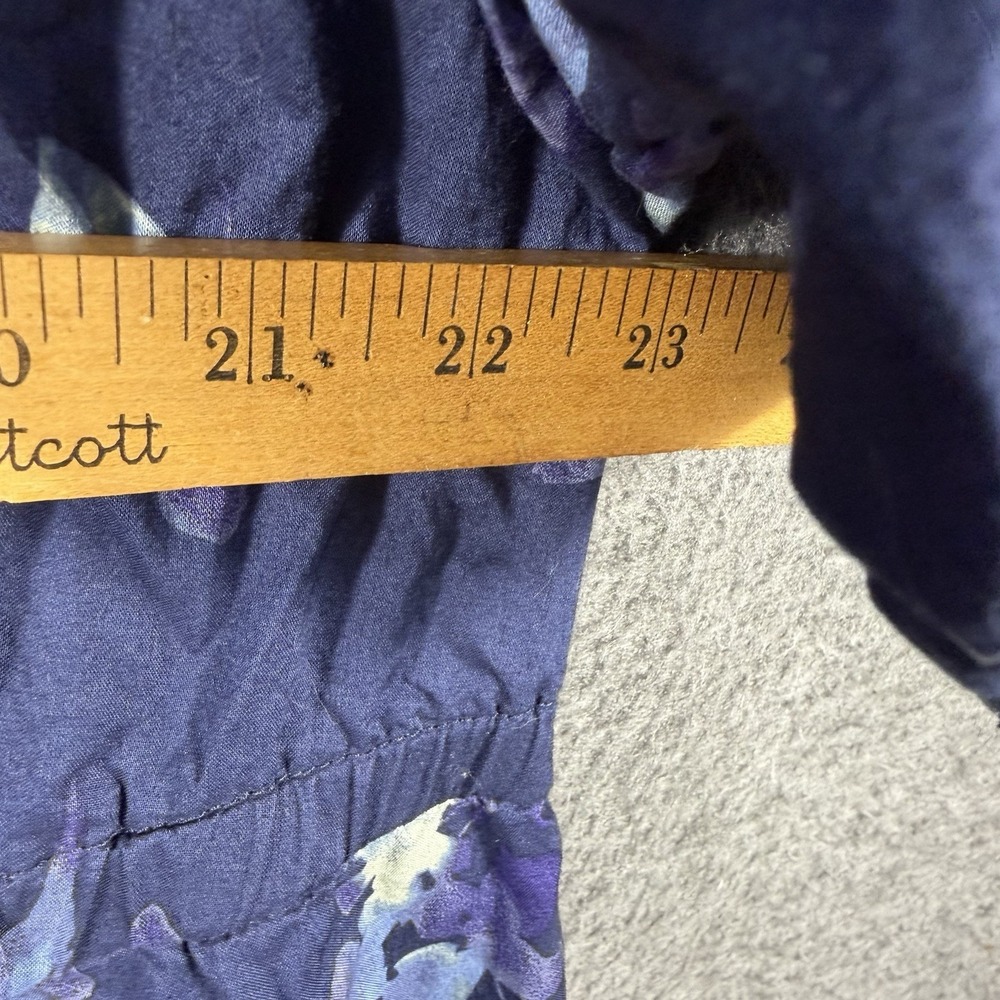 GAP Women's Navy Floral Puff Sleeve Button Up  Tiered Maxi Dress 💯 Cotton 2XL - Picture 4 of 9